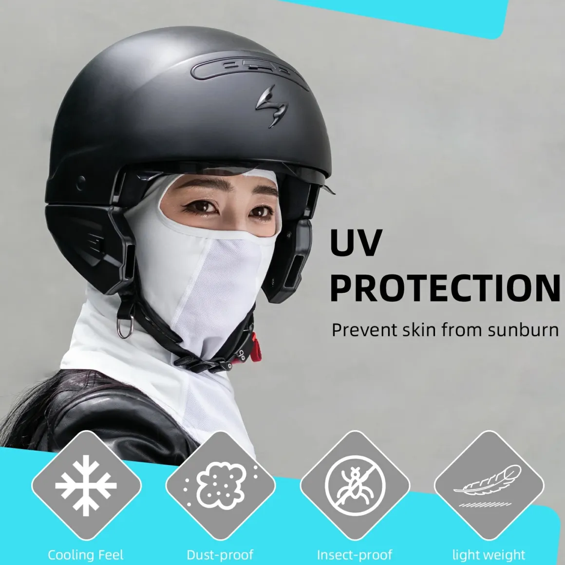 ROCKBROS Summer Balaclava Face Mask Cooling Neck Gaiter Breathable Face Covering