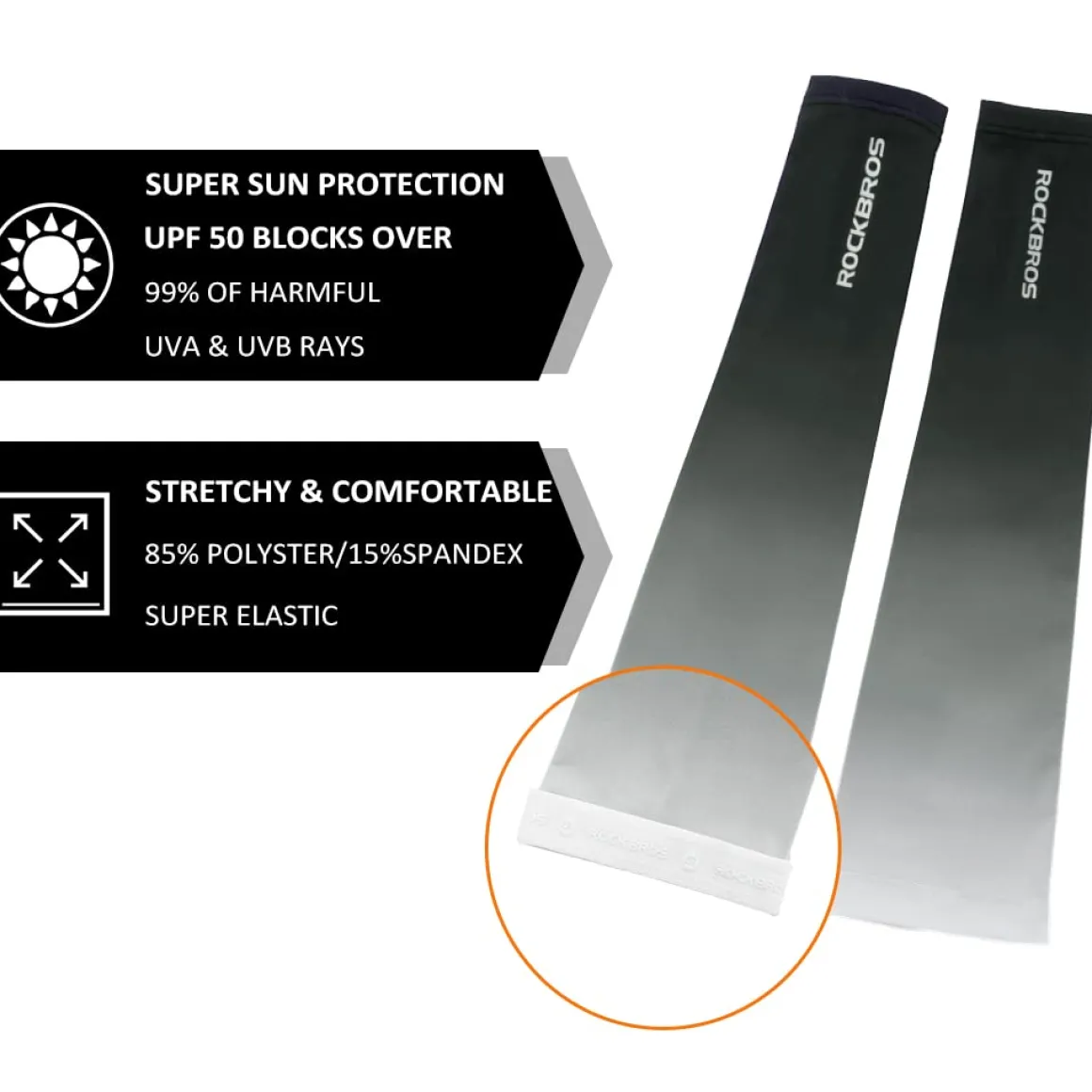 ROCKBROS Sun Protection Arm Sleeves Cooling for Running Golf Fishing Cycling