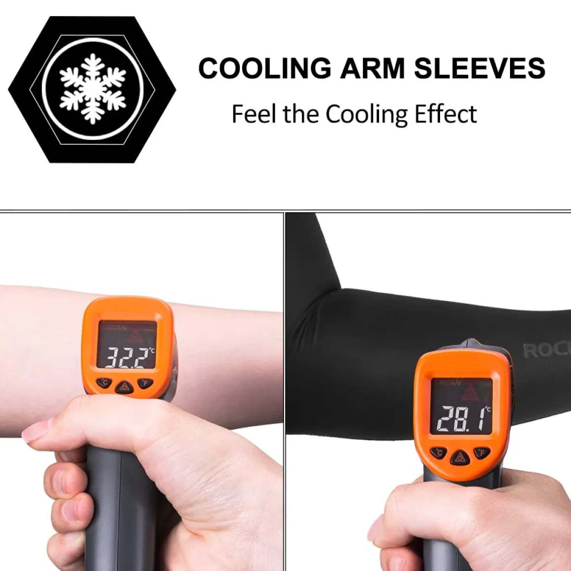 ROCKBROS Sun Protection Arm Sleeves Cooling for Running Golf Fishing Cycling