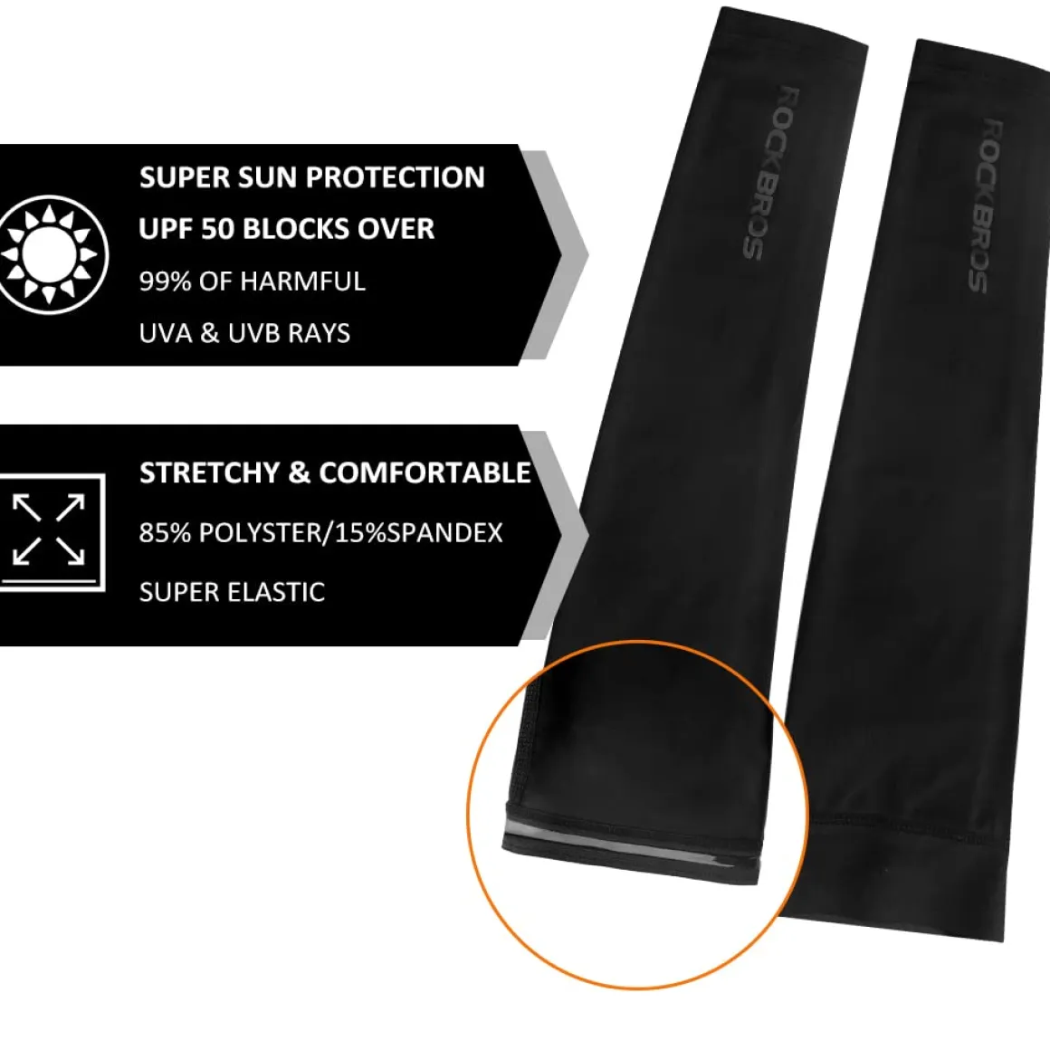 ROCKBROS Sun Protection Arm Sleeves Cooling for Running Golf Fishing Cycling