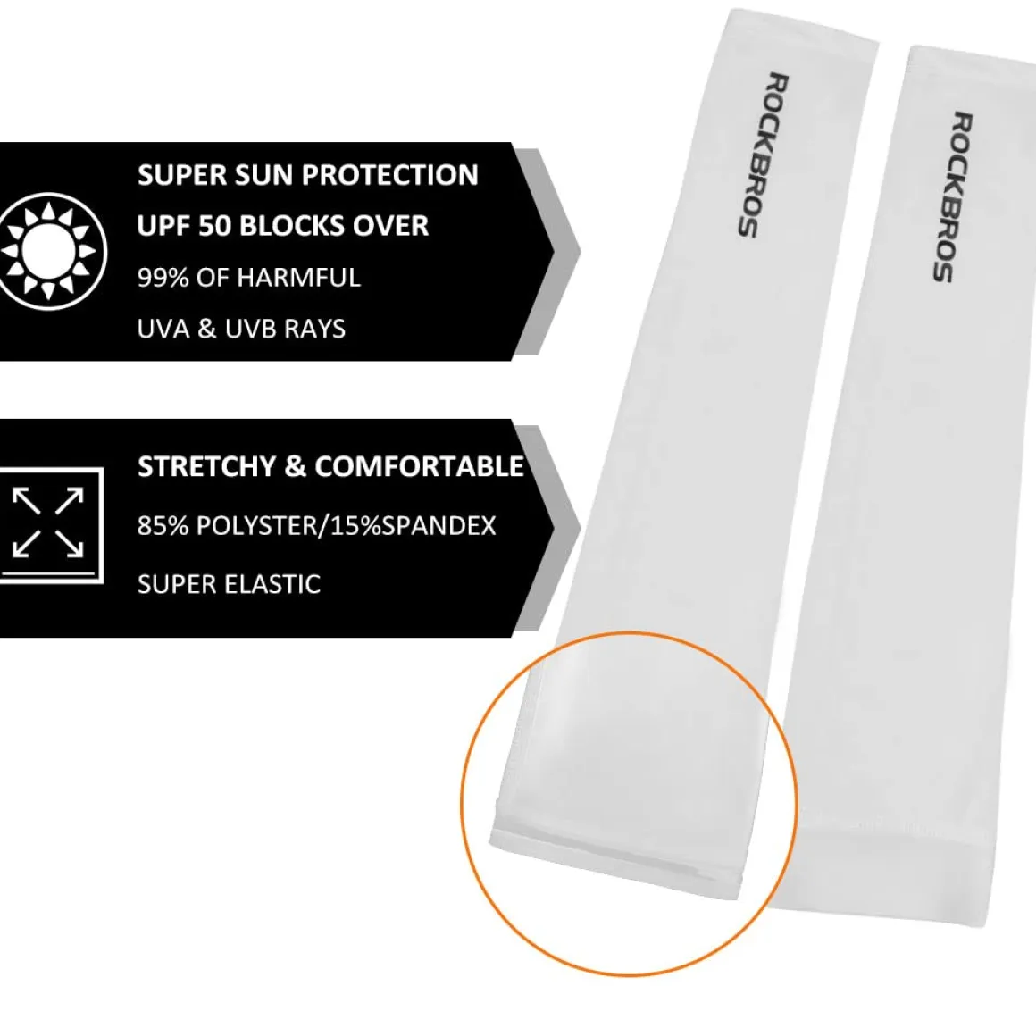ROCKBROS Sun Protection Arm Sleeves Cooling for Running Golf Fishing Cycling