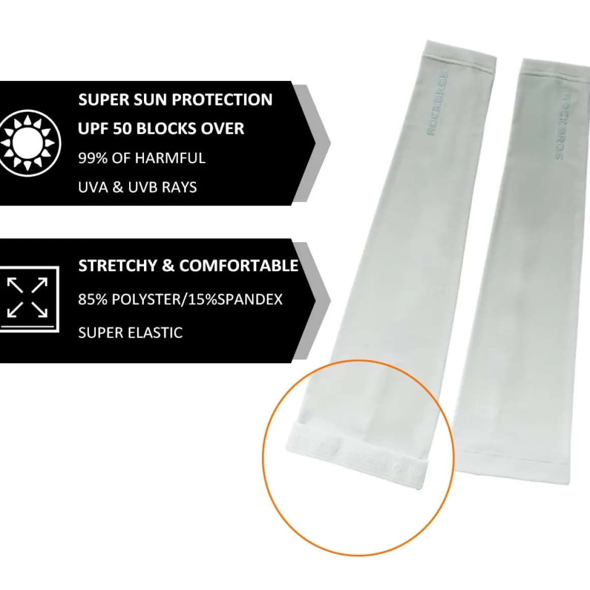 ROCKBROS Sun Protection Arm Sleeves Cooling for Running Golf Fishing Cycling