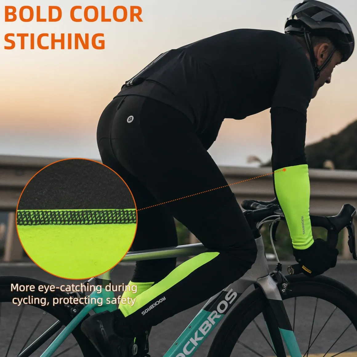 ROCKBROS Thermal Compression Arm Warmers for Men, Cycling Arm Sleeves for Winter Outdoor Activities