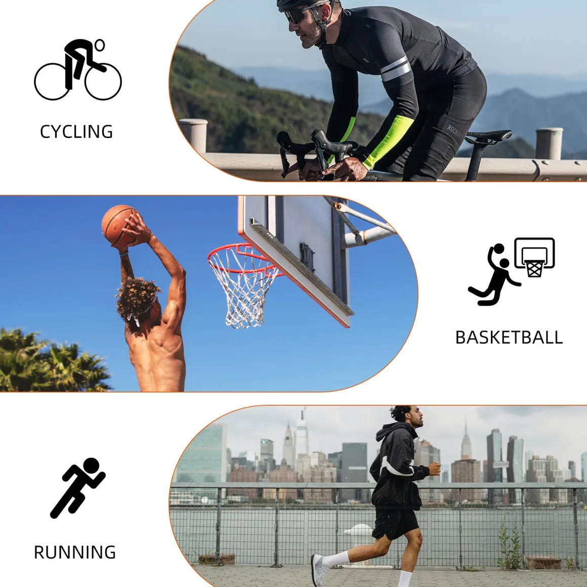 ROCKBROS Thermal Compression Arm Warmers for Men, Cycling Arm Sleeves for Winter Outdoor Activities