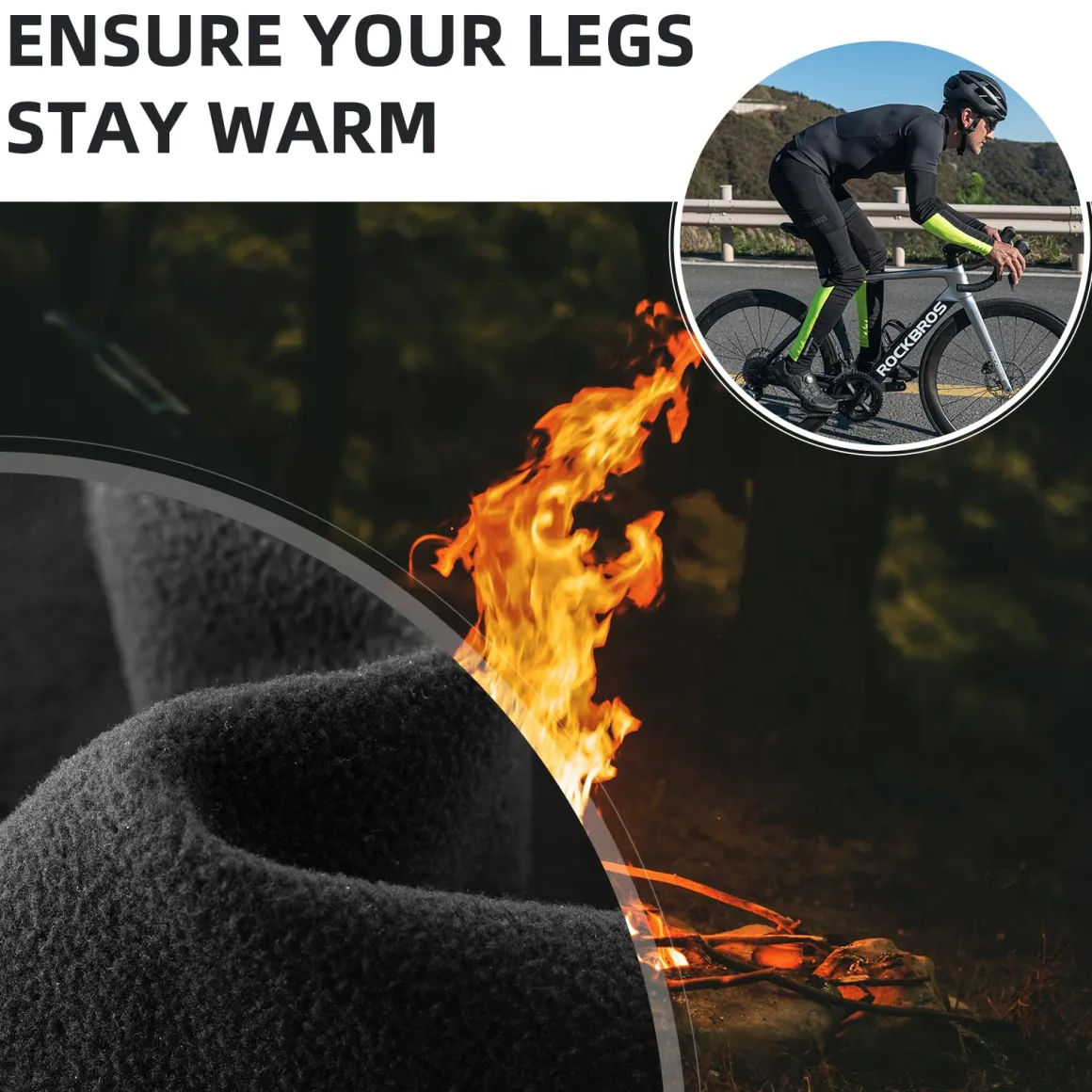 ROCKBROS Thermal Compression Leg Warmers for Men and Women, Full Leg Sleeves for Cycling
