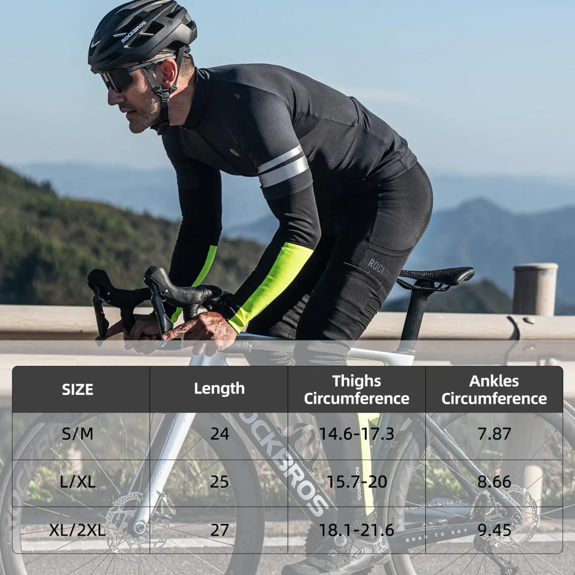 ROCKBROS Thermal Compression Leg Warmers for Men and Women, Full Leg Sleeves for Cycling