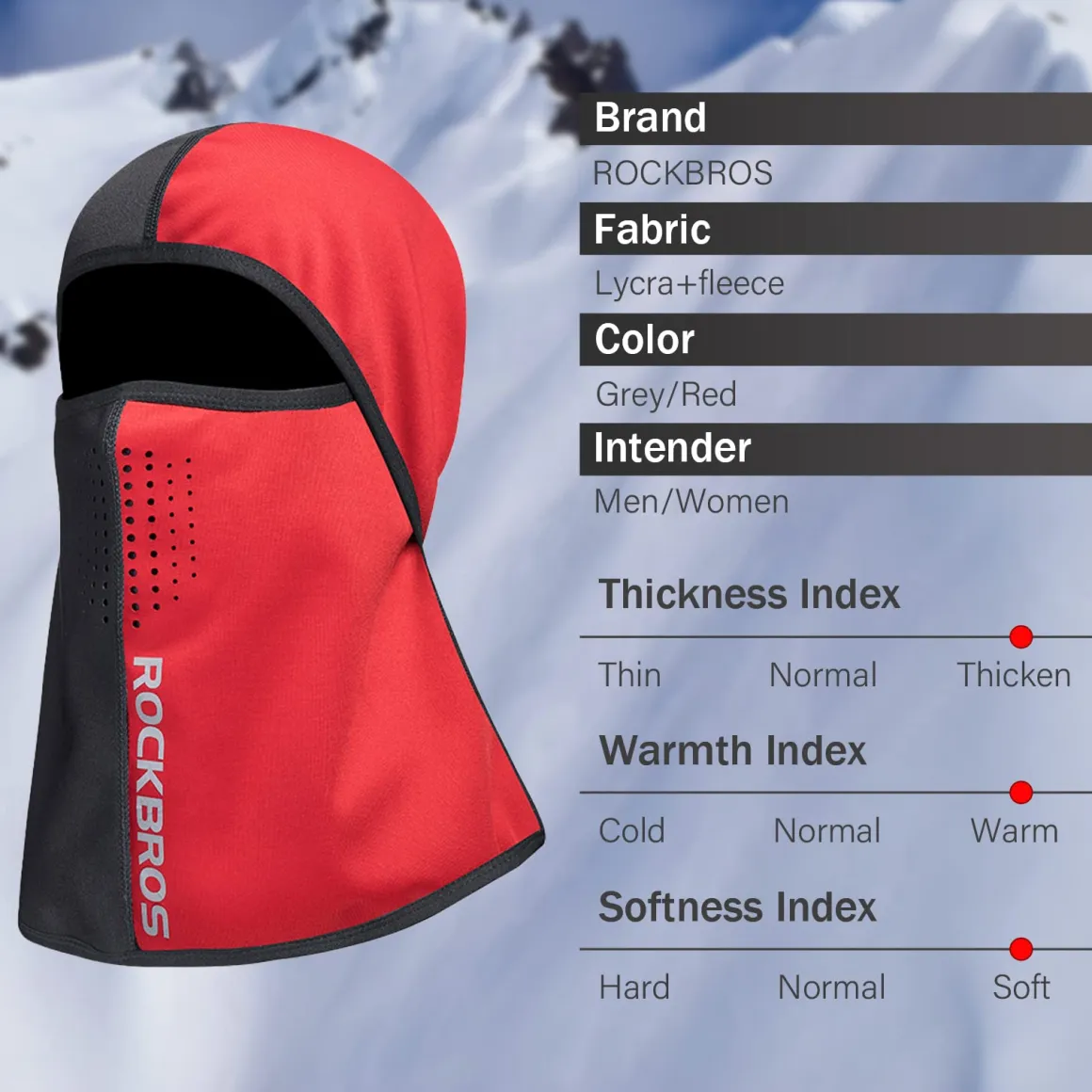 ROCKBROS Thermal Fleece Balaclava with Airholes, Windproof Helmet