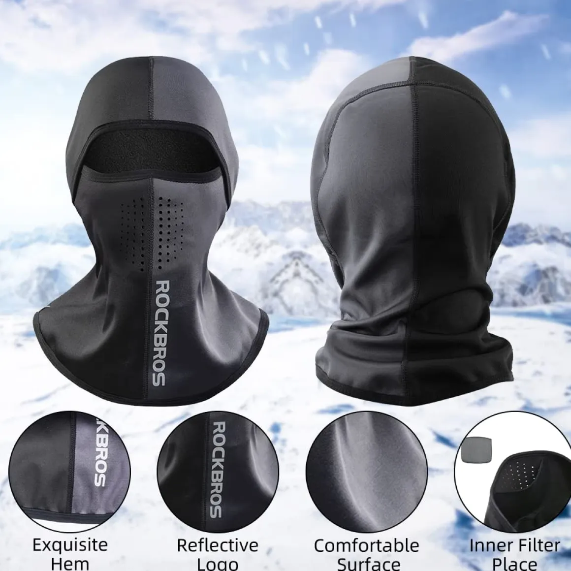ROCKBROS Thermal Fleece Balaclava with Airholes, Windproof Helmet
