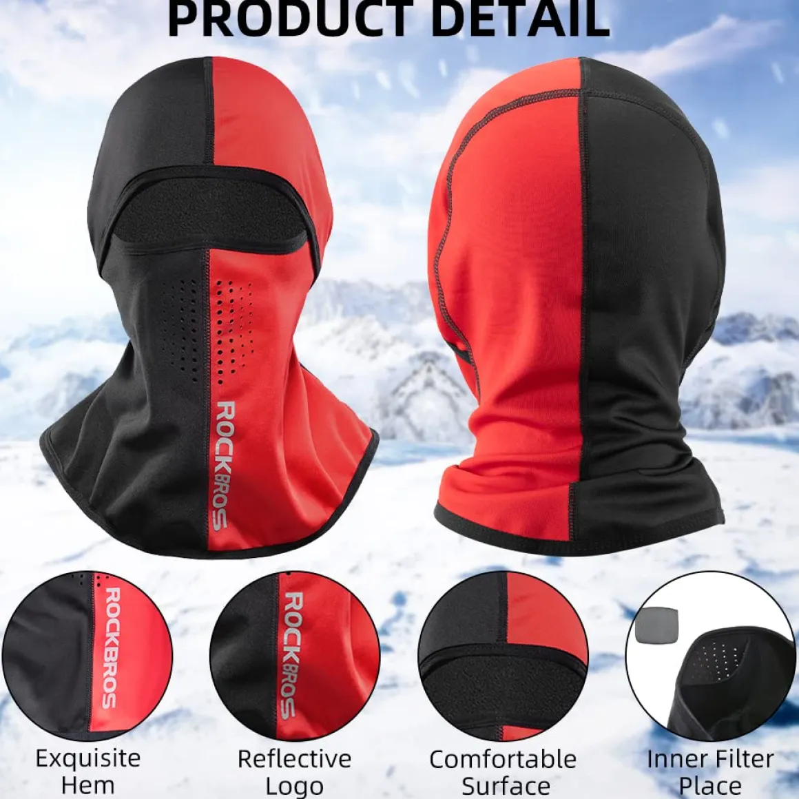 ROCKBROS Thermal Fleece Balaclava with Airholes, Windproof Helmet