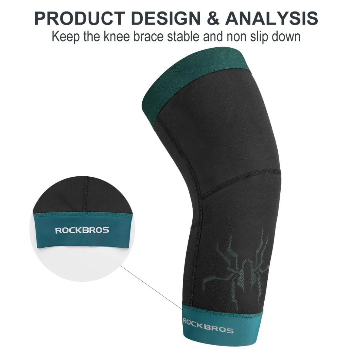 ROCKBROS Thermal Knee Warmer Men Anti-Slip Knee Brace Sleeves for Winter Cycling Basketball