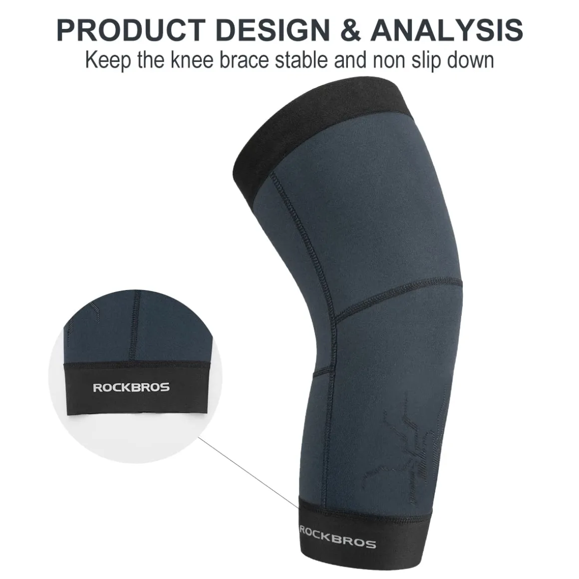ROCKBROS Thermal Knee Warmer Men Anti-Slip Knee Brace Sleeves for Winter Cycling Basketball