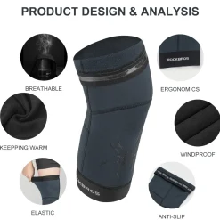 ROCKBROS Thermal Knee Warmer Men Anti-Slip Knee Brace Sleeves for Winter Cycling Basketball