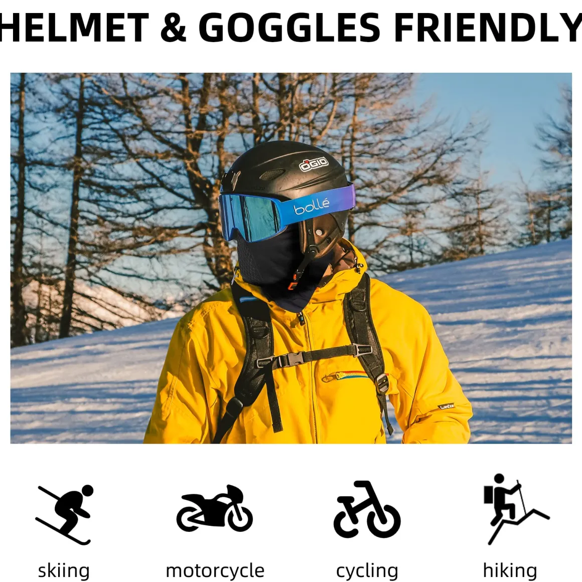 ROCKBROS Thermal Ski Mask, Windproof Fleece Balaclava for Cold Weather, Ski Face Mask for Men
