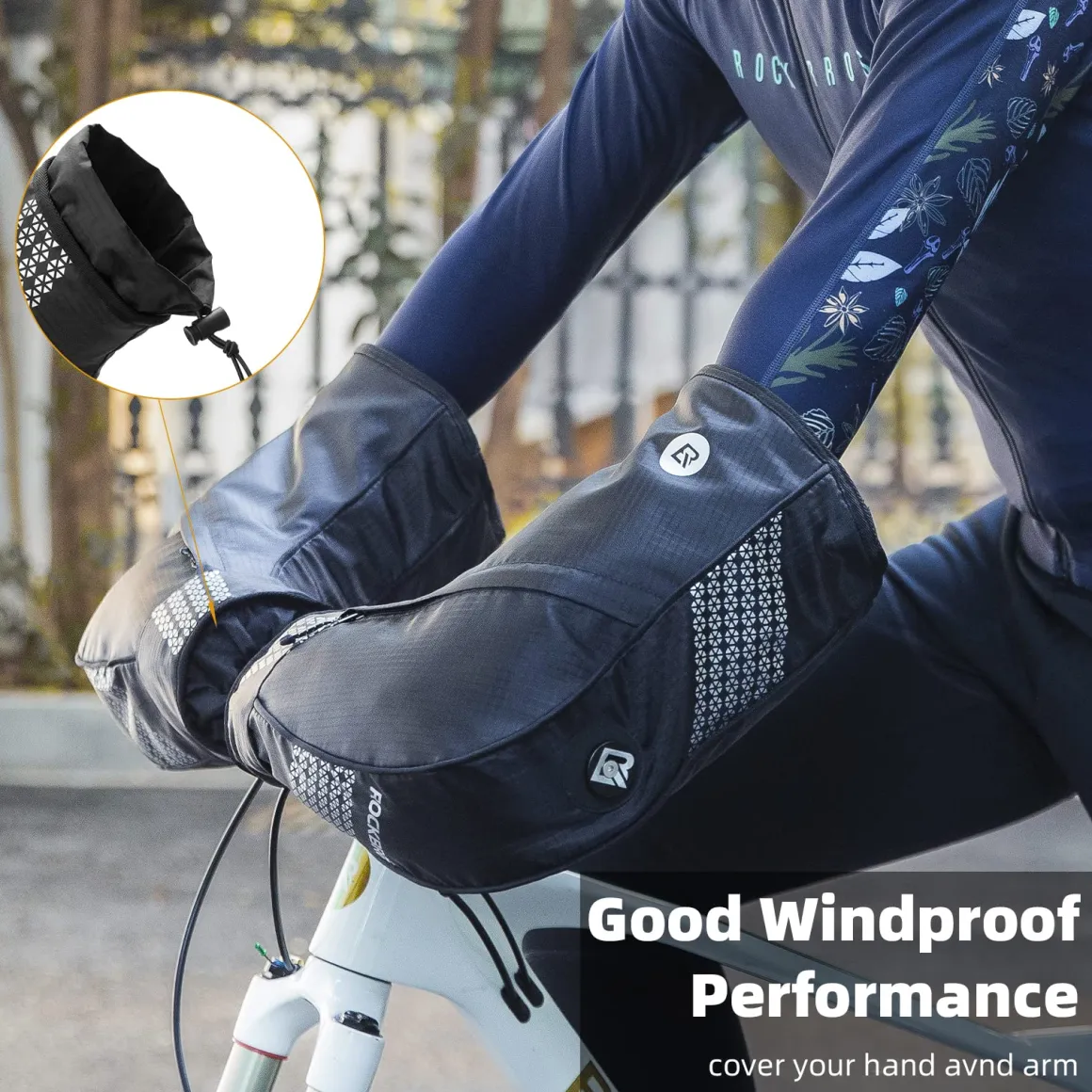 ROCKBROS Thinsulate Thermal Bike Handlebar Mittens - Cold Weather Pogies Cover Gloves