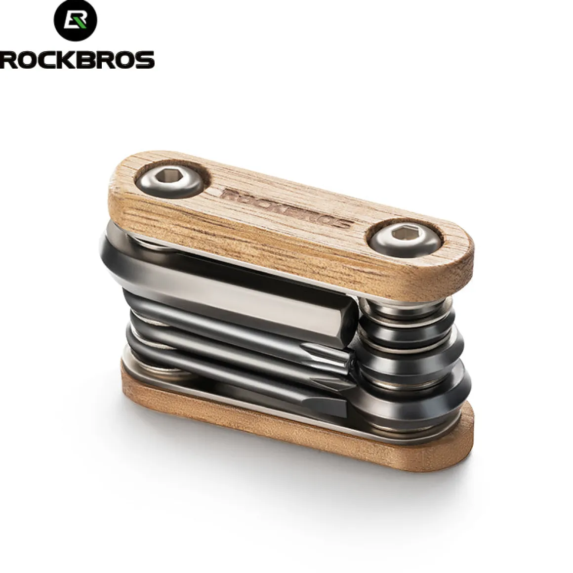 ROCKBROS Titanium-Plated 8-in-1 Wood Handle Multi-function Tool