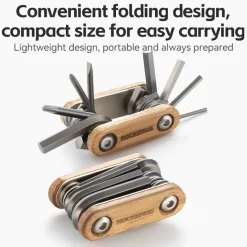 ROCKBROS Titanium-Plated 8-in-1 Wood Handle Multi-function Tool