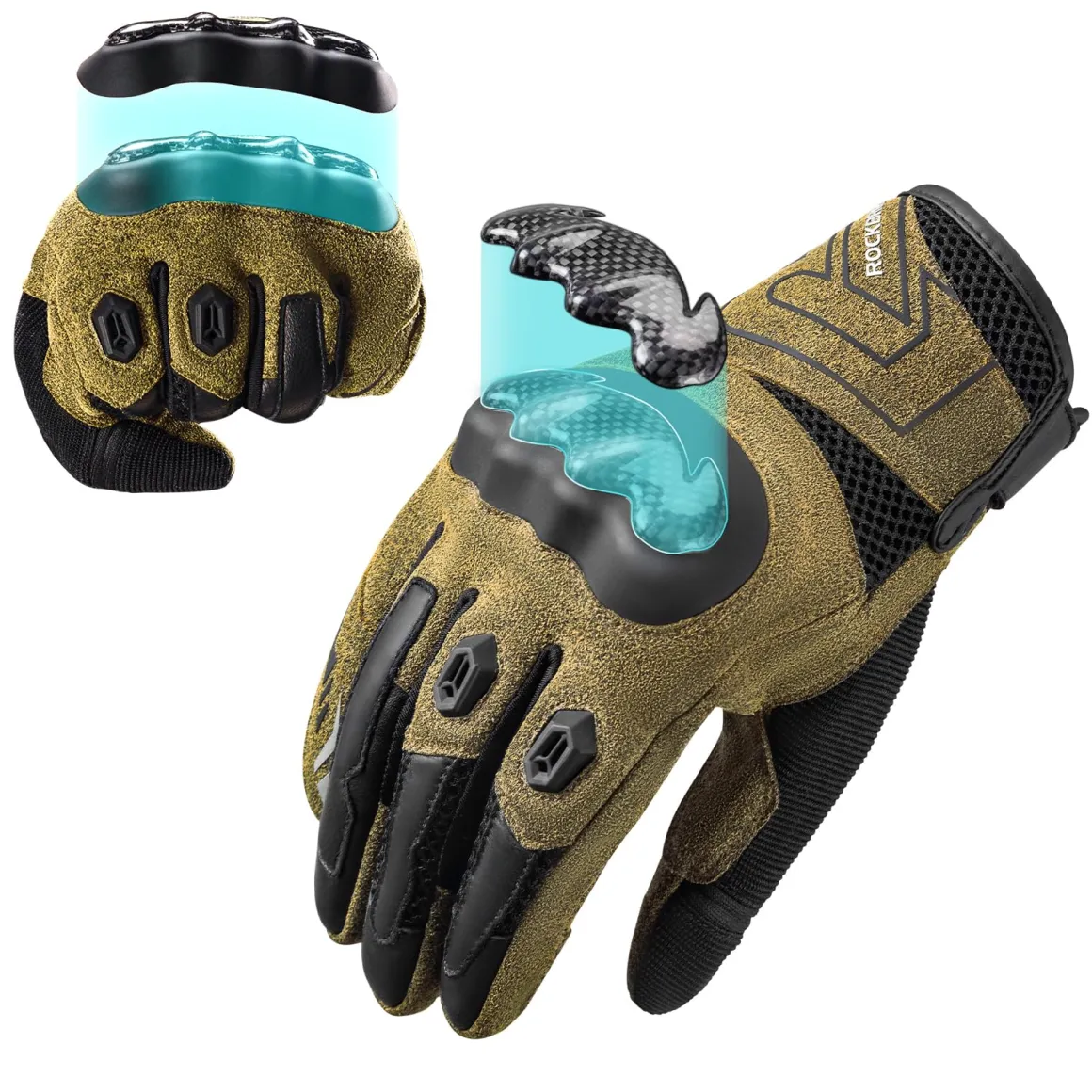 ROCKBROS Touchscreen Motorcycle Gloves, Full Finger Gear with Hard Carbon Fiber Shell