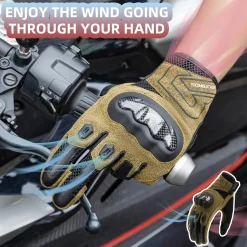 ROCKBROS Touchscreen Motorcycle Gloves, Full Finger Gear with Hard Carbon Fiber Shell