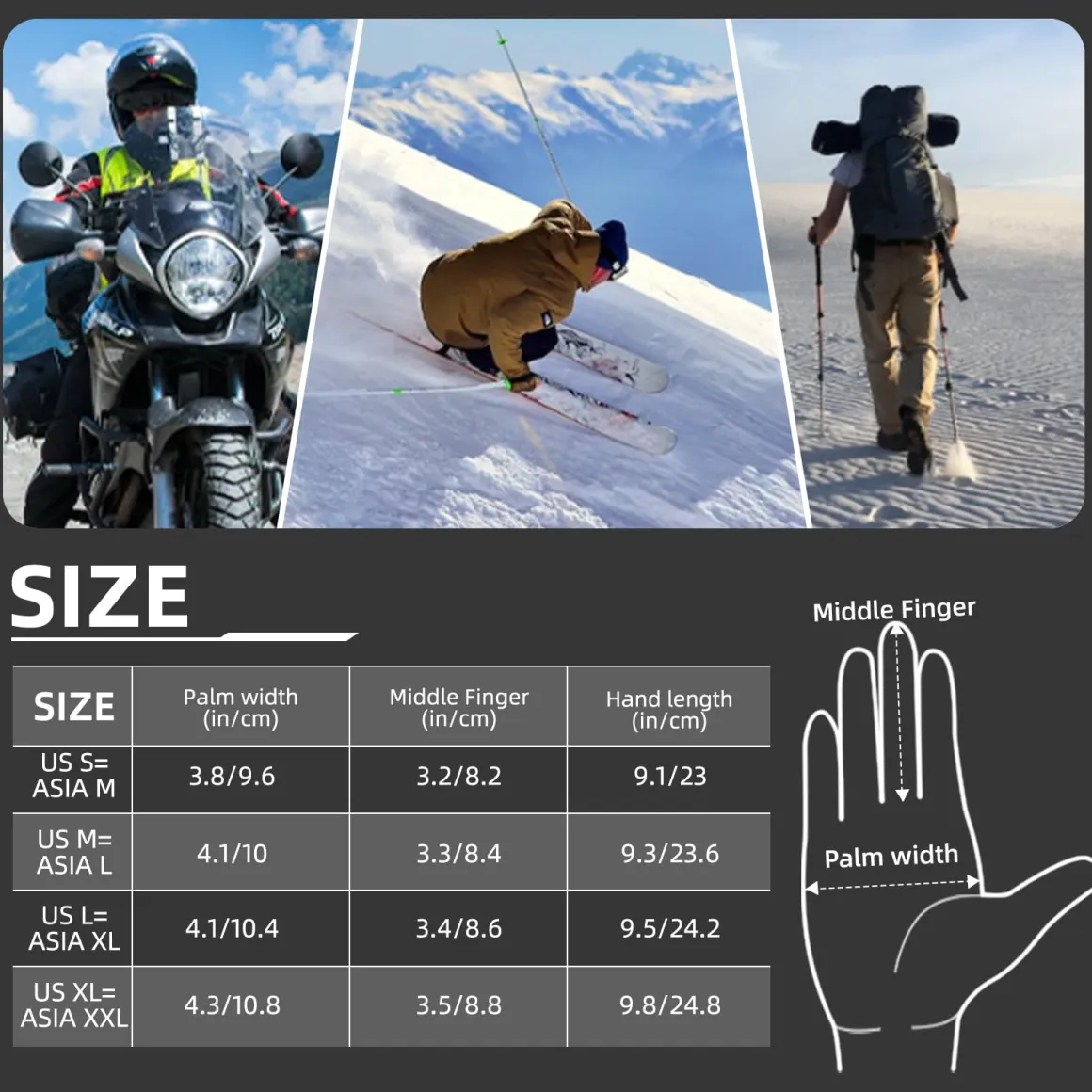 ROCKBROS Touchscreen Motorcycle Gloves, Full Finger Gear with Hard Carbon Fiber Shell
