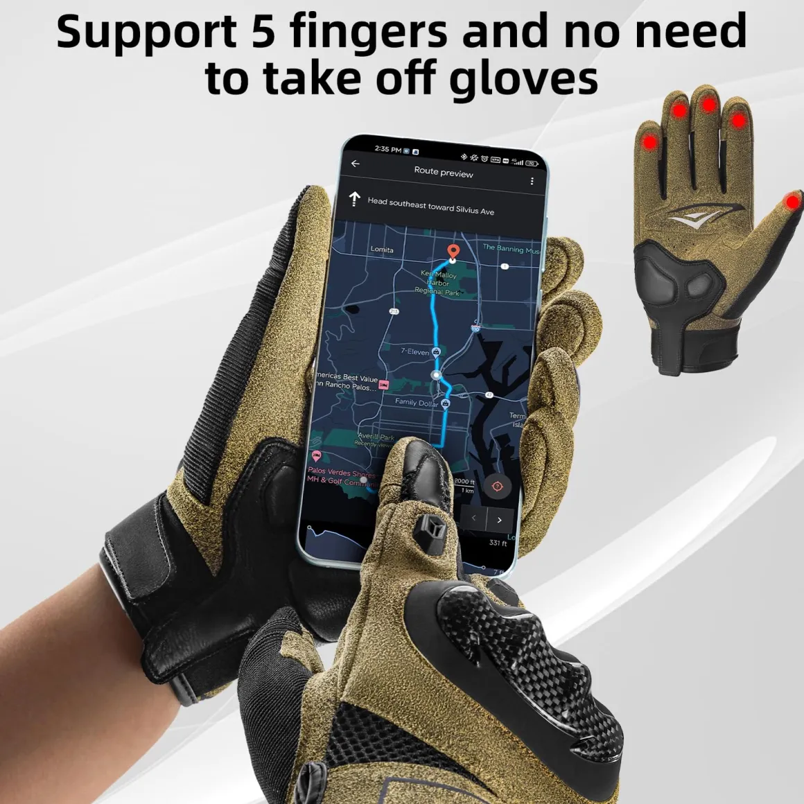ROCKBROS Touchscreen Motorcycle Gloves, Full Finger Gear with Hard Carbon Fiber Shell