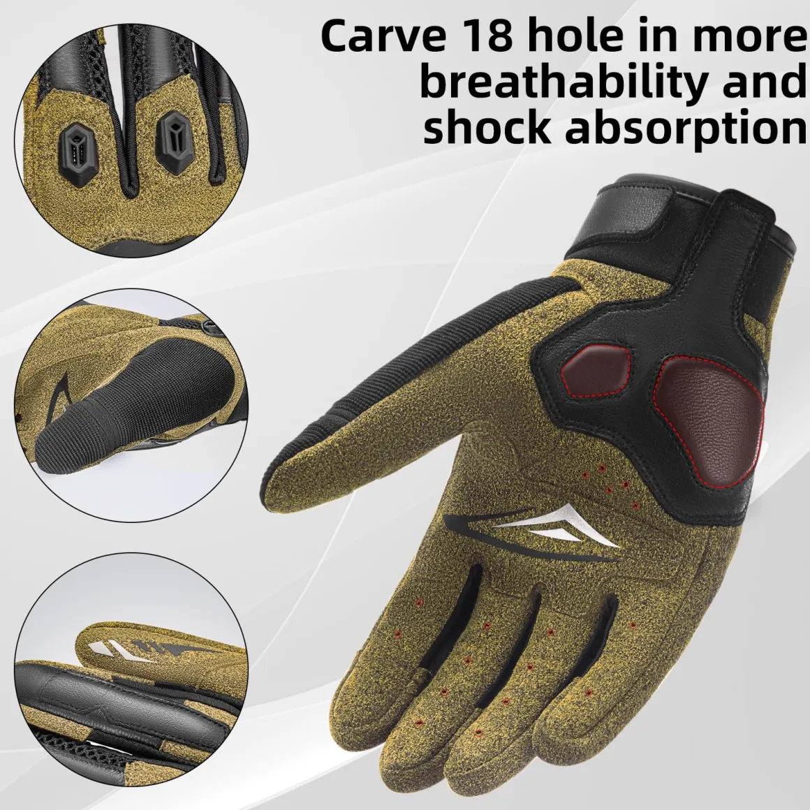 ROCKBROS Touchscreen Motorcycle Gloves, Full Finger Gear with Hard Carbon Fiber Shell