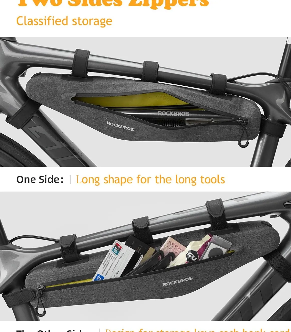 ROCKBROS Triangle Bag Waterproof Cycling Pouch 1.5 L Classified Capacity
