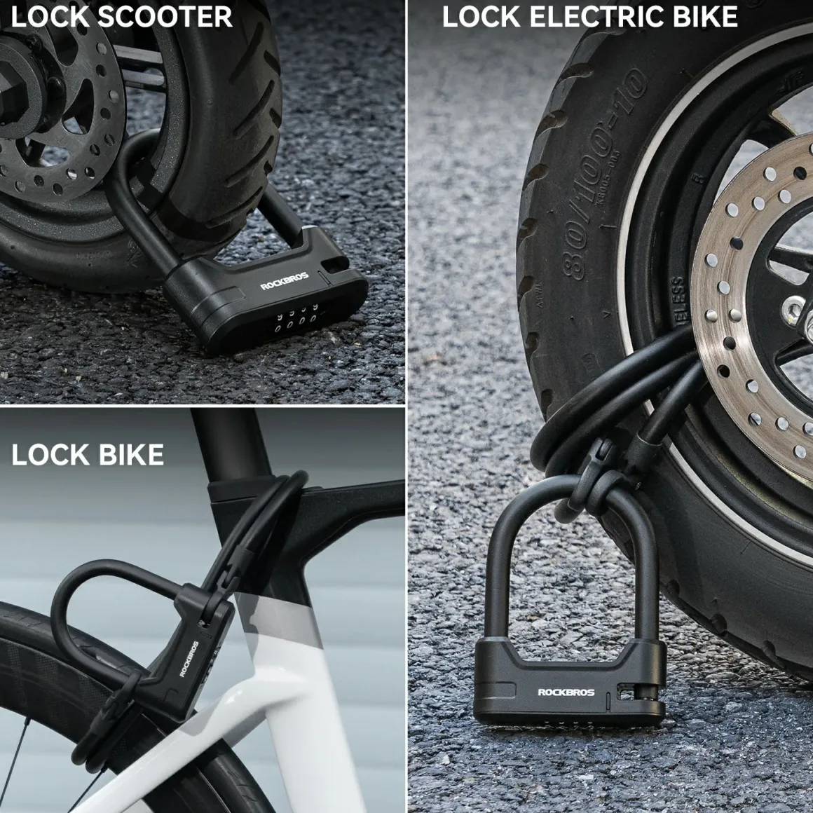 ROCKBROS U-Lock and Cable Scooter Bike Lock