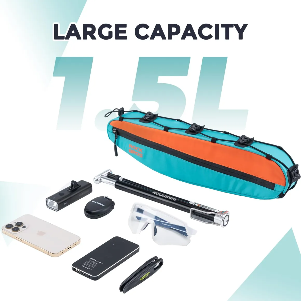ROCKBROS Urban Rider Series Bike Frame Bag 1.5L Triangle Storage Pouch