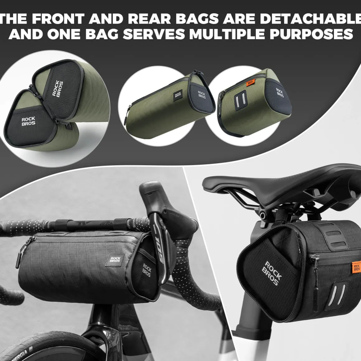 ROCKBROS Versatile 2 in 1 Bike Bag Waterproof Handlebar Bag With Shoulder Strap