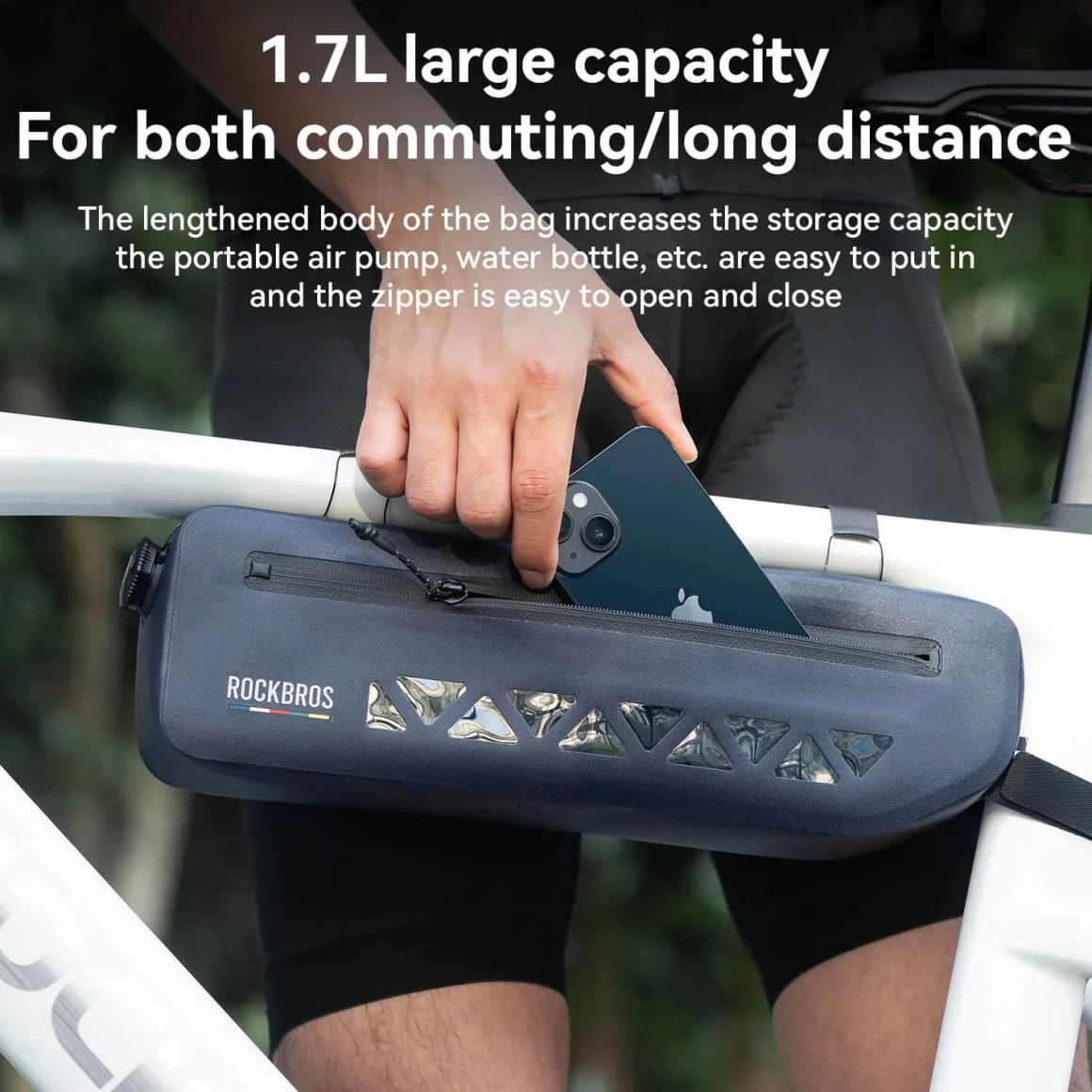 ROCKBROS 100% Waterproof Bike Frame Bag 1.7L Road-to-Sky