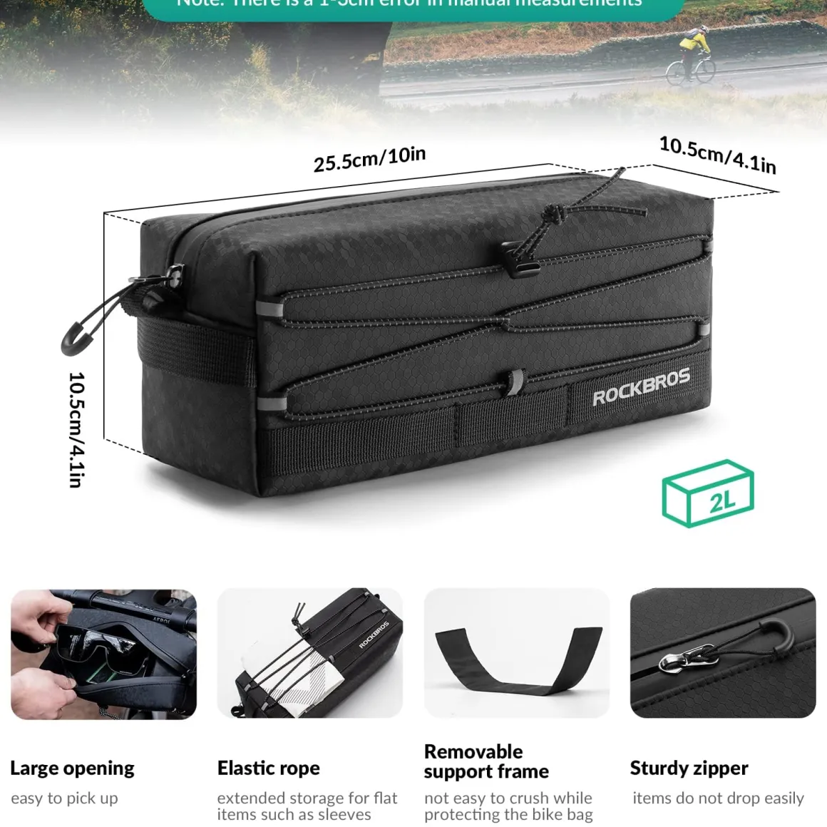 ROCKBROS Waterproof Bike Handlebar Bag Front Frame Storage Bag with Shoulder Strap
