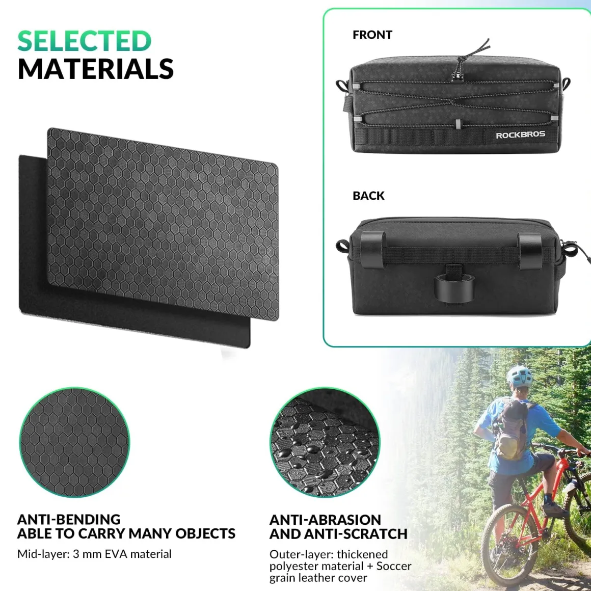 ROCKBROS Waterproof Bike Handlebar Bag Front Frame Storage Bag with Shoulder Strap