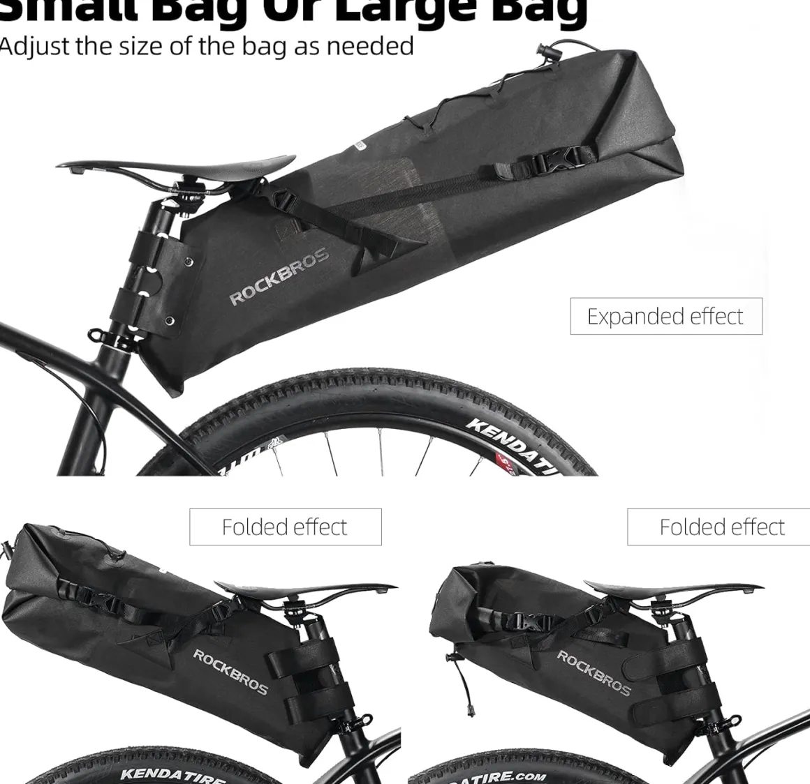 ROCKBROS Waterproof Bikepacking Saddle Bag 14L Adjustable Capacity Easy Install