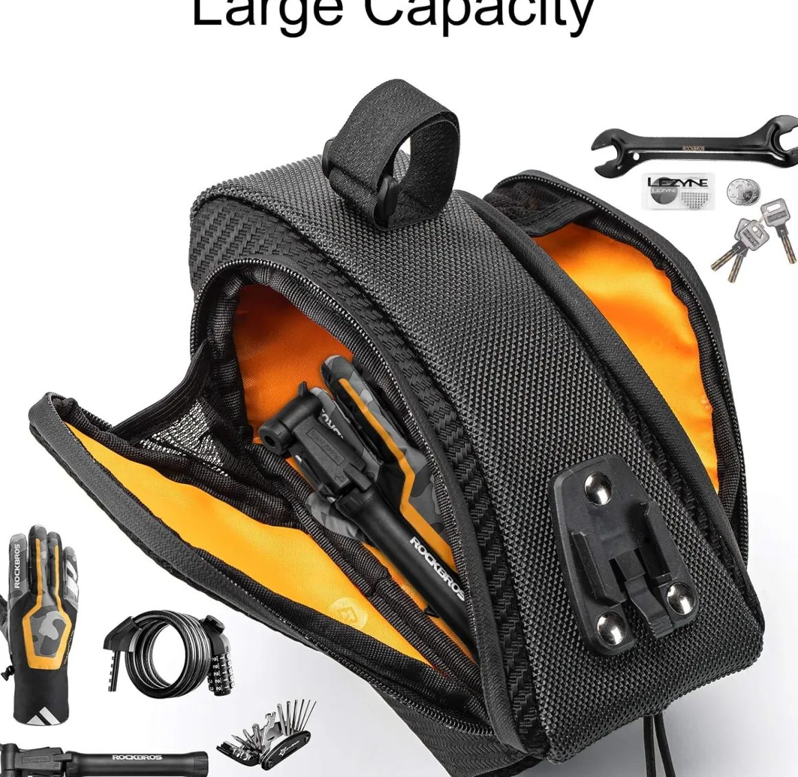 ROCKBROS Waterproof Bike Saddle Bag with Water Bottle Holder