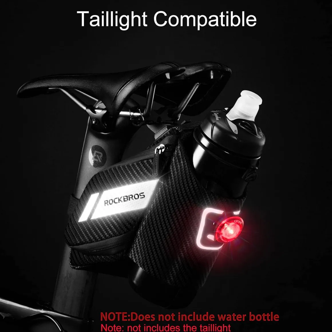 ROCKBROS Waterproof Bike Saddle Bag with Water Bottle Holder
