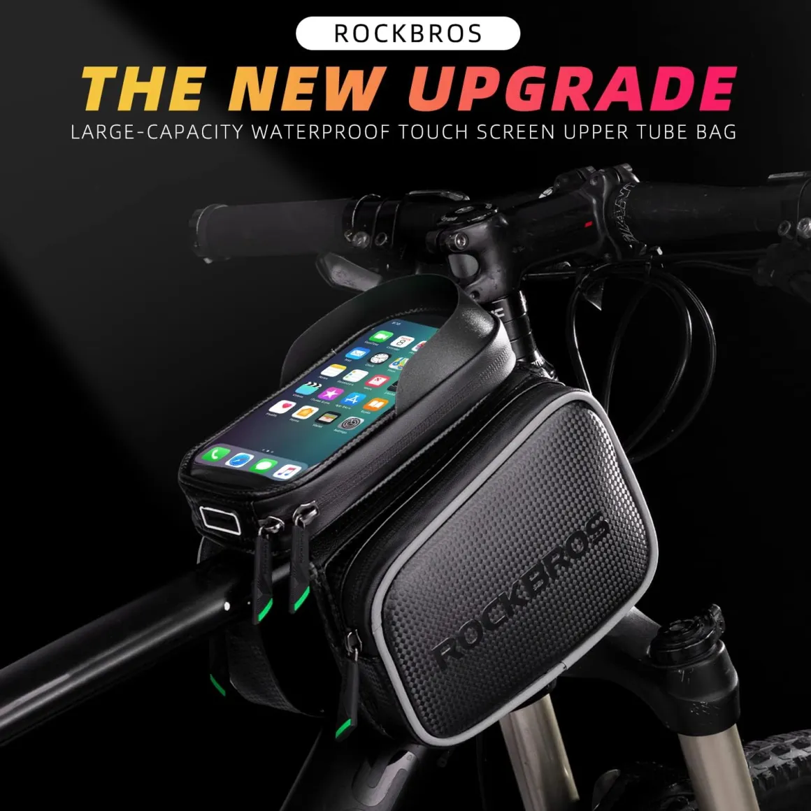 ROCKBROS Waterproof Bike Top Tube Bag - Phone Bag for 6.2” & Under
