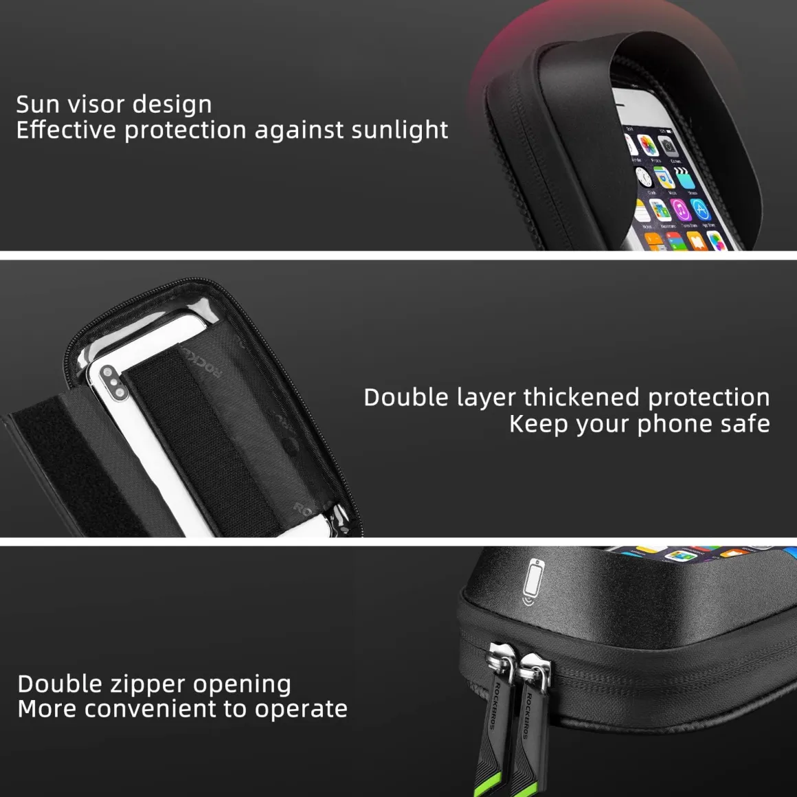 ROCKBROS Waterproof Bike Top Tube Bag - Phone Bag for 6.2” & Under
