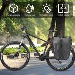 ROCKBROS Waterproof 27L Large Capacity Bike Rear Rack Bicycle Pannier Bag Waterproof