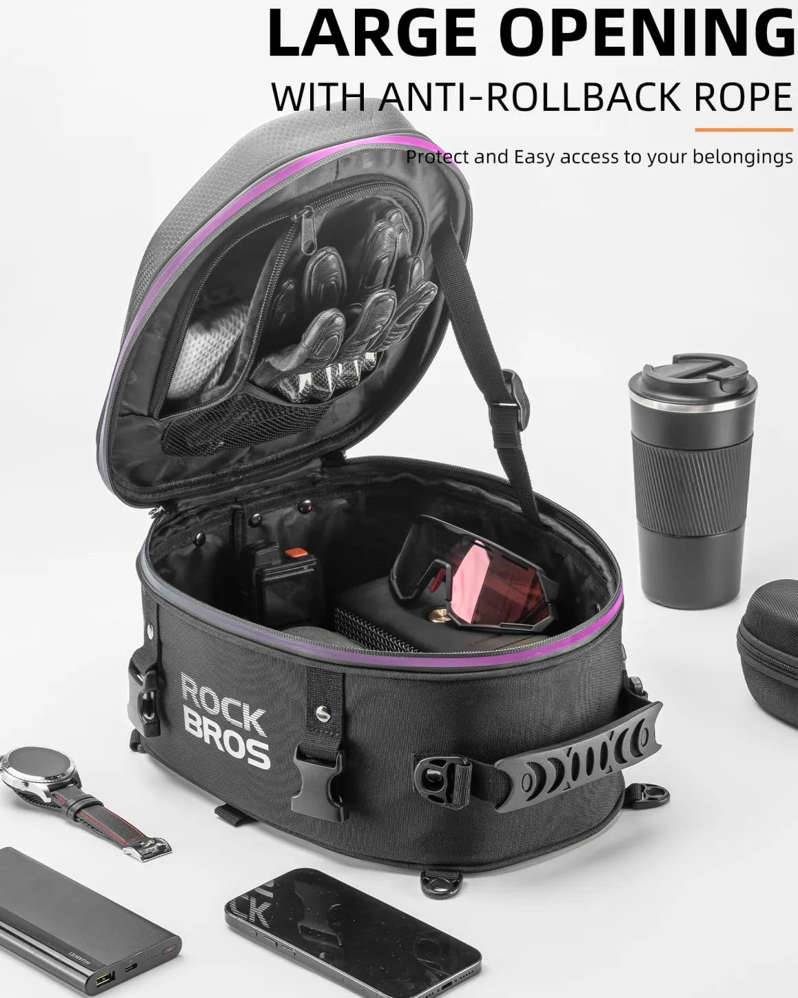 ROCKBROS Waterproof Tail Motorcycle Tail Rear Seat Bag 12.5L Storage Backpacks Hard Shell