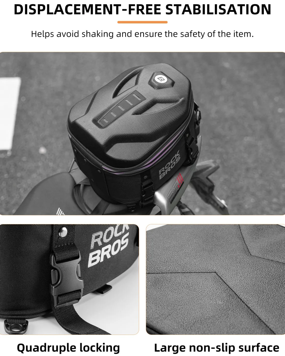 ROCKBROS Waterproof Tail Motorcycle Tail Rear Seat Bag 12.5L Storage Backpacks Hard Shell