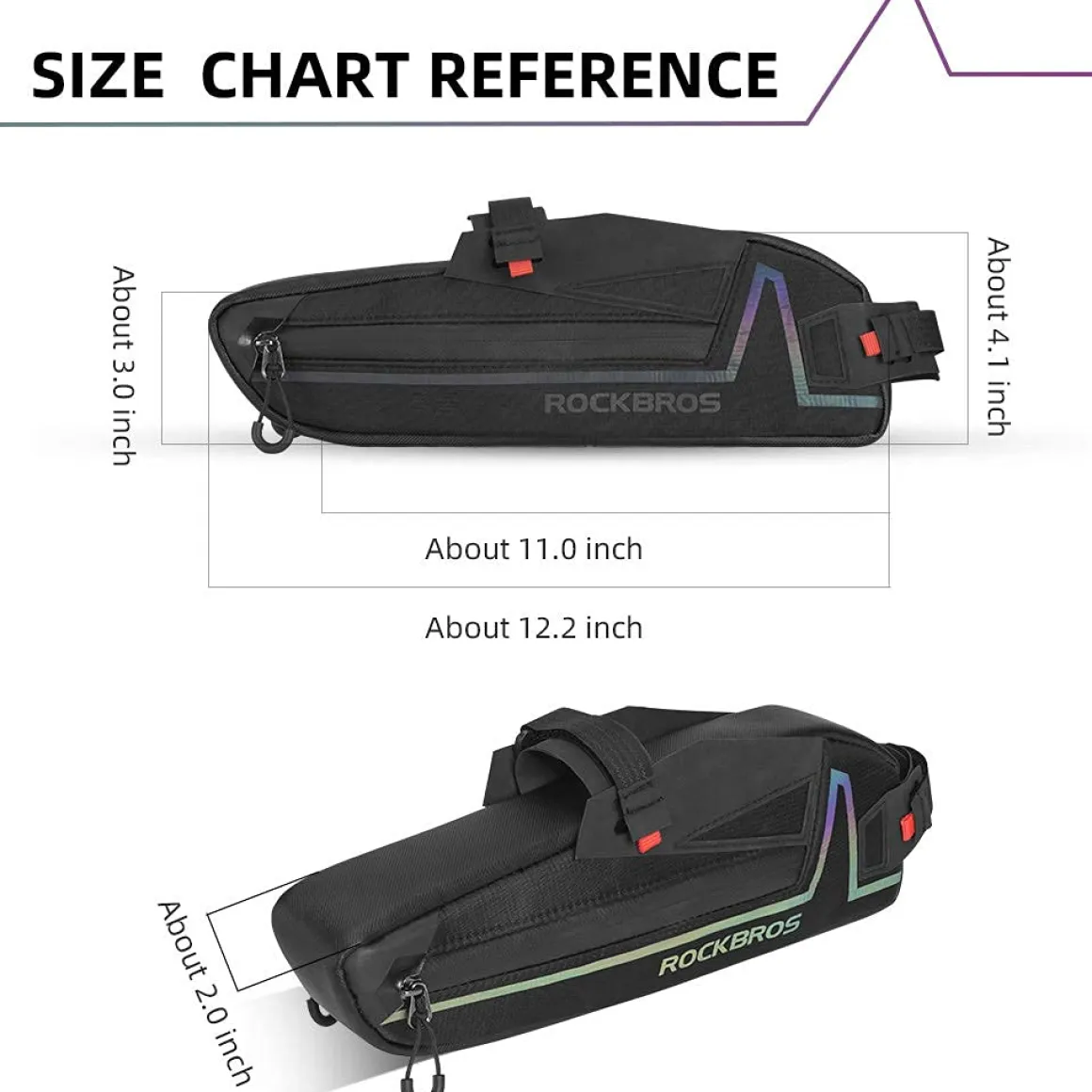 ROCKBROS Water Resistant Bike Triangle Frame Bag, Colorful Reflective 1.5L