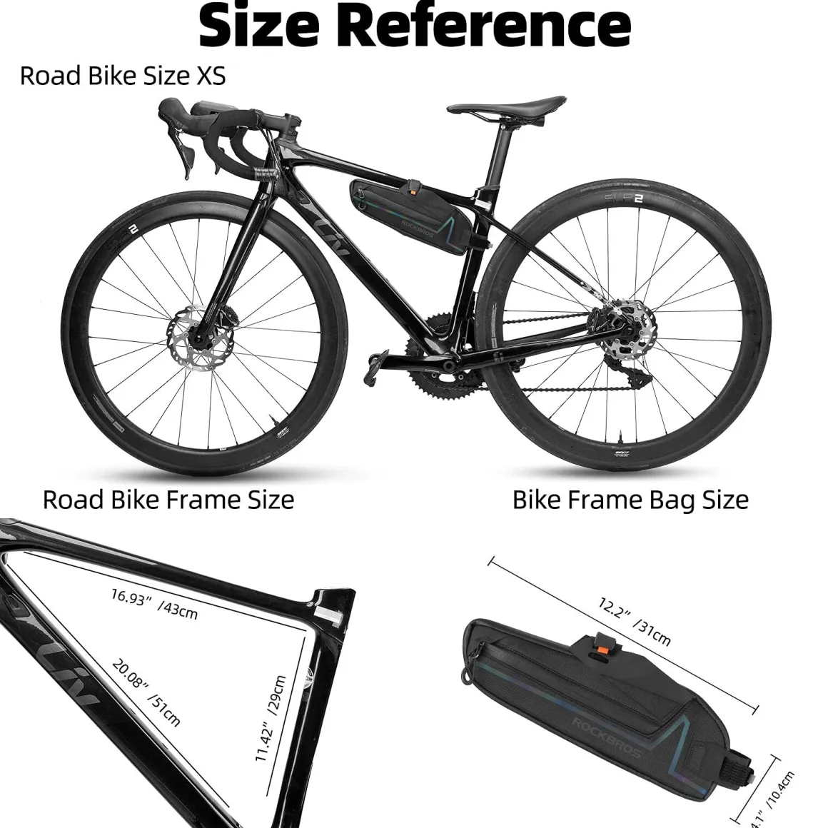 ROCKBROS Water Resistant Bike Triangle Frame Bag, Colorful Reflective 1.5L
