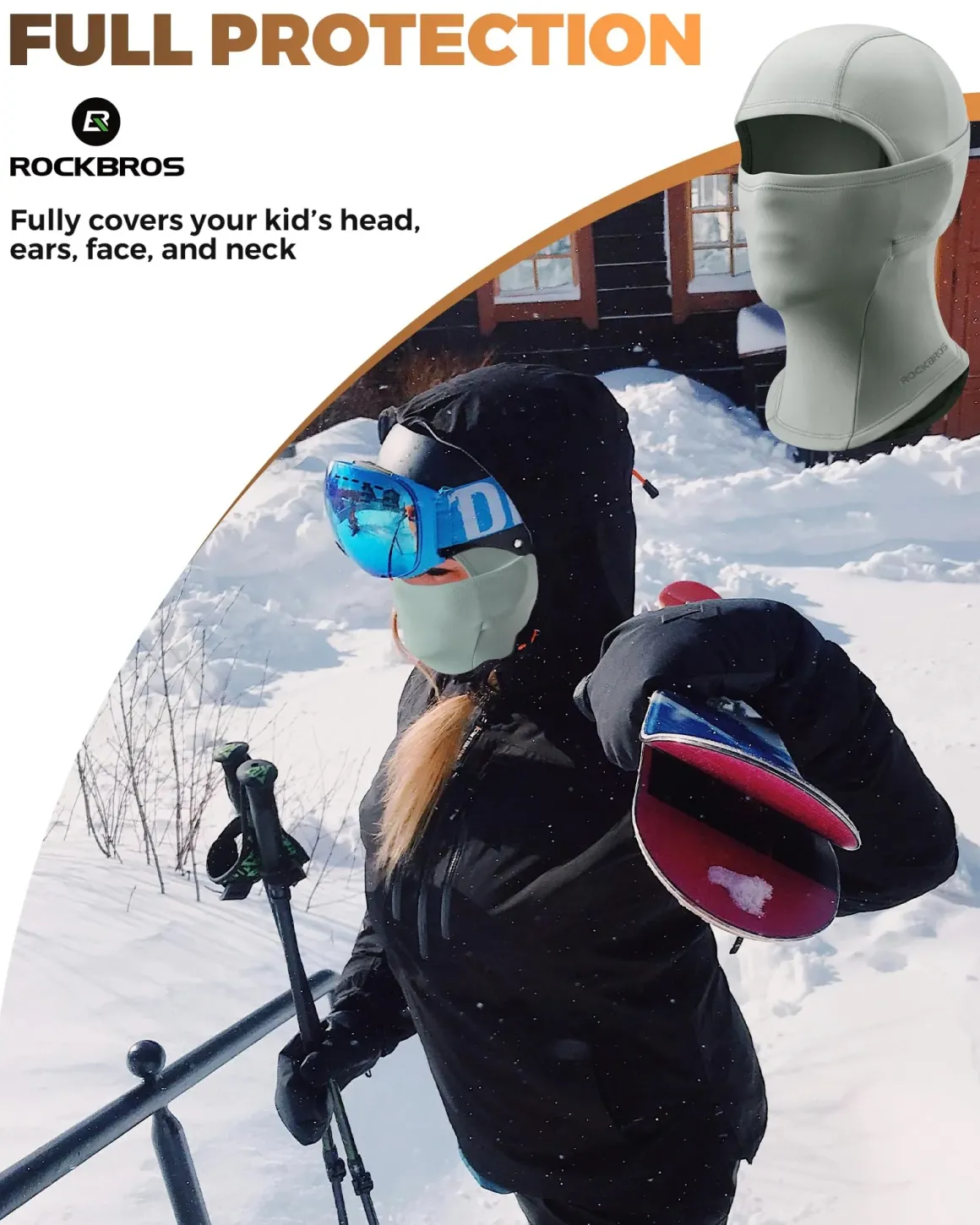 ROCKBROS Windproof Winter Balaclava Ski Mask for Kids