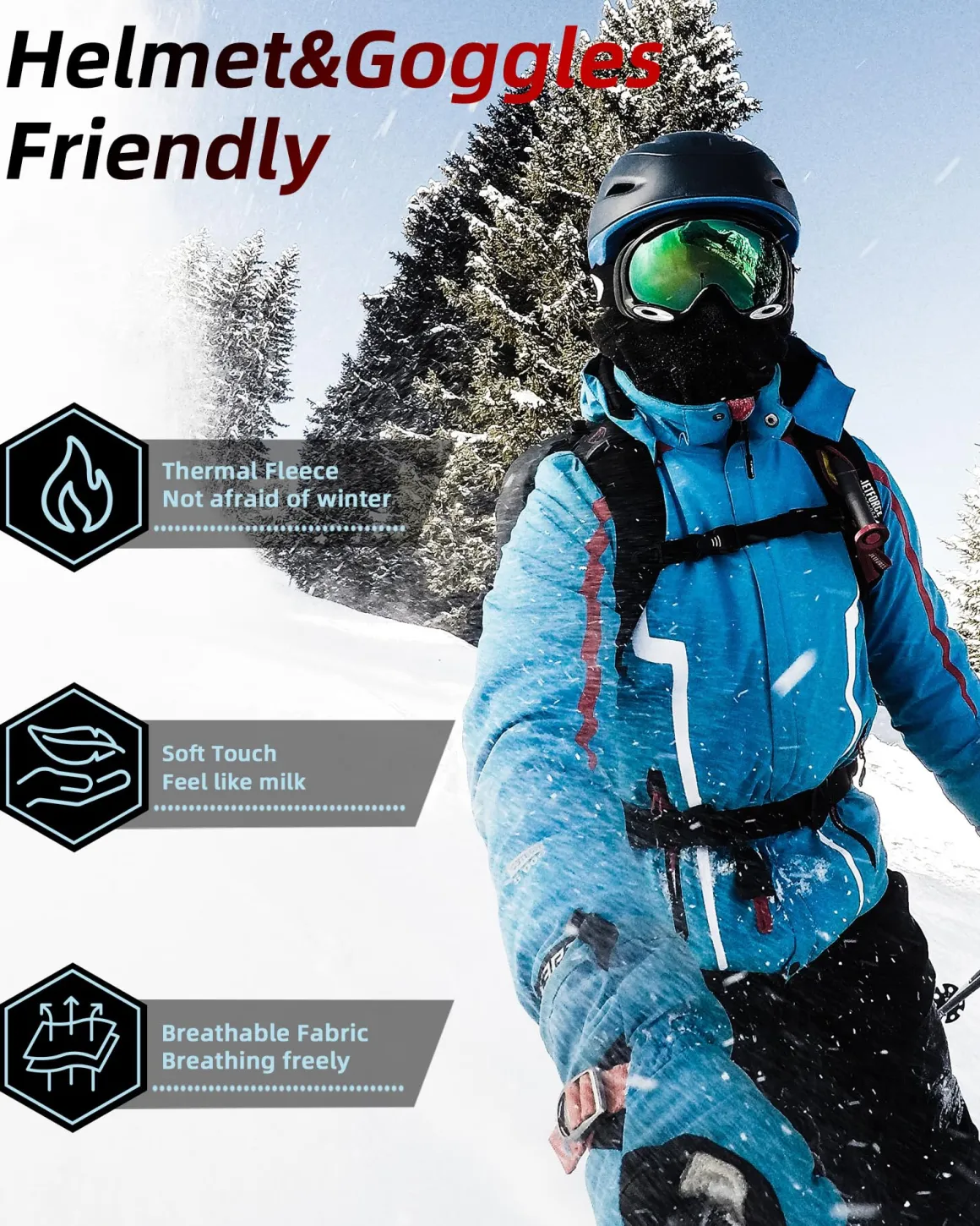 ROCKBROS Windproof Winter Balaclava Ski Mask for Kids