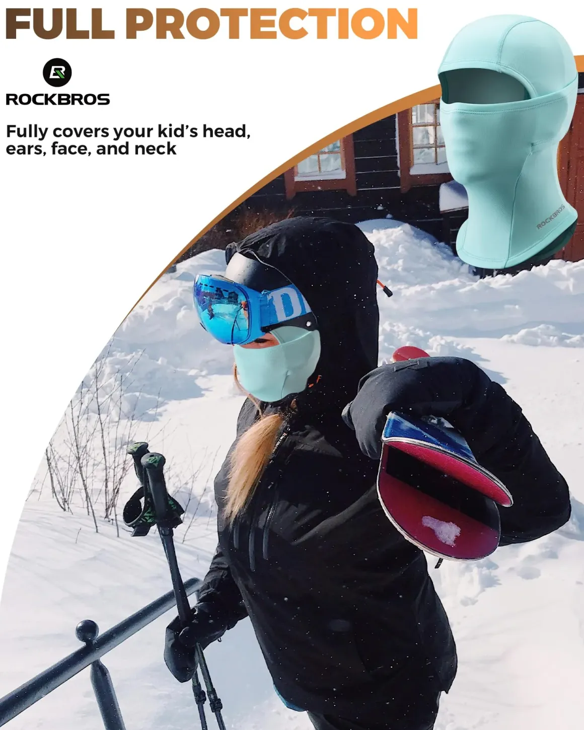 ROCKBROS Windproof Winter Balaclava Ski Mask for Kids