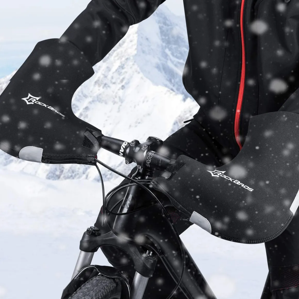 ROCKBROS Winter Bike Handlebar Mittens - Windproof Thermal Pogies for MTB