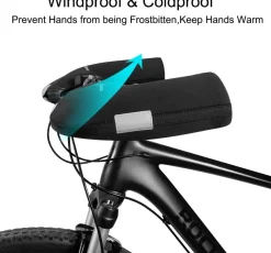 ROCKBROS Winter Bike Handlebar Mittens - Windproof Thermal Pogies for MTB