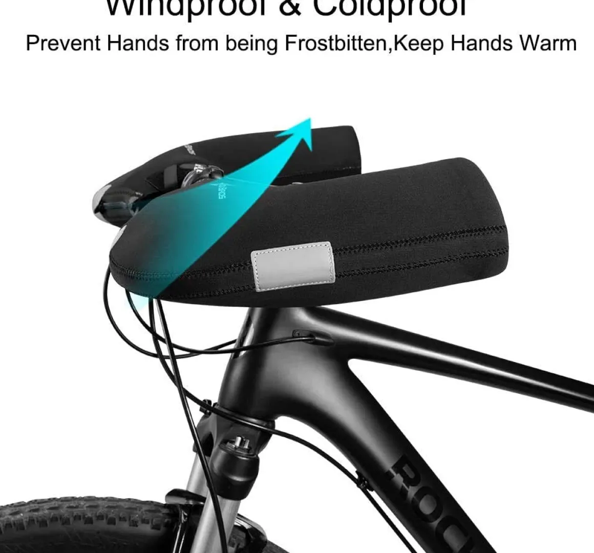 ROCKBROS Winter Bike Handlebar Mittens - Windproof Thermal Pogies for MTB