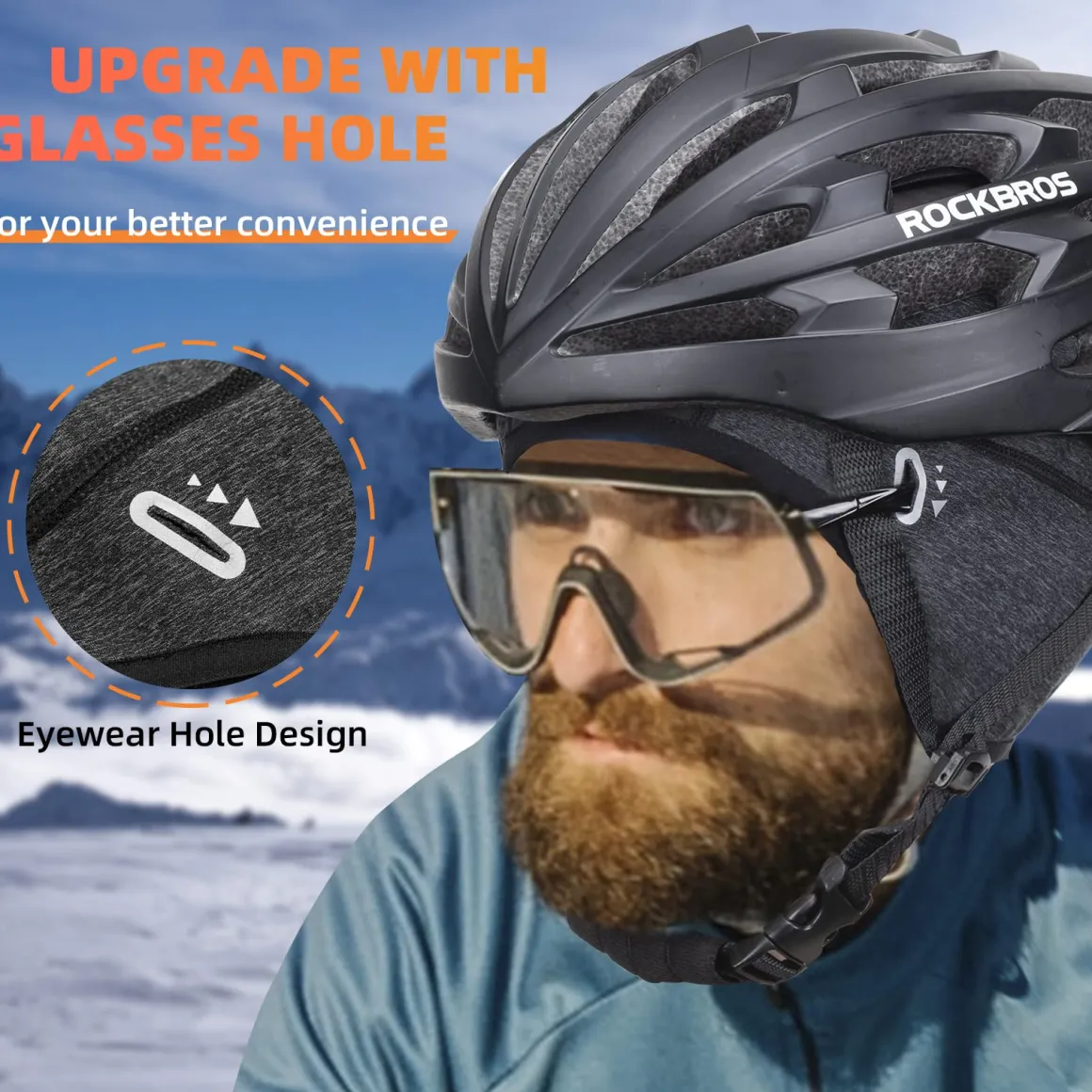 ROCKBROS Winter Cycling Caps for Men Women Windproof Hat with Sun Visor Under Helmet Liner