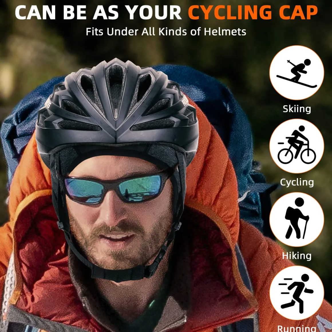 ROCKBROS Winter Cycling Caps for Men Women Windproof Hat with Sun Visor Under Helmet Liner